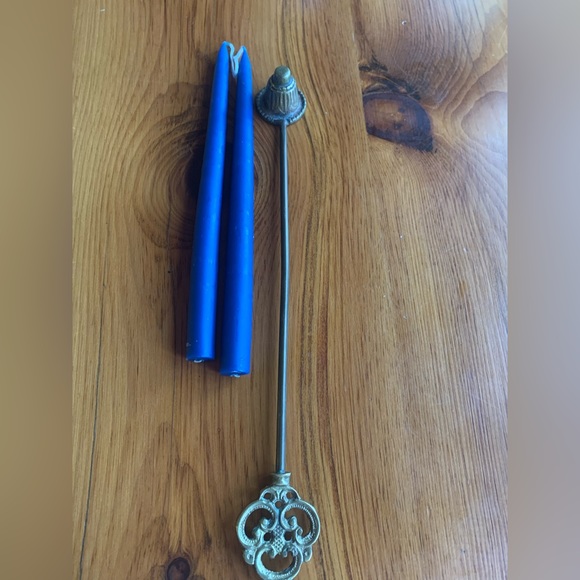 Vintage Brass Candle Snuffer - Beautifully ornate 16 inches - Picture 1 of 8